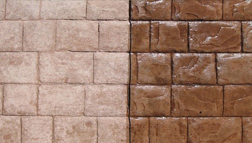 Before and after stamped concrete resealing in Dallas TX